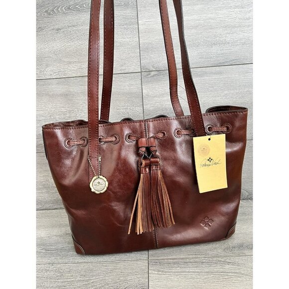 Patricia Nash Leather Drawstring Witney Tote shoulder bag british tan